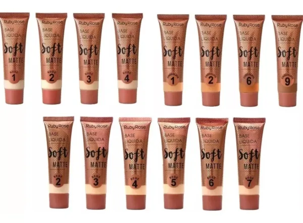 Set Ruby Rose Base Líquida Soft Matte Cores